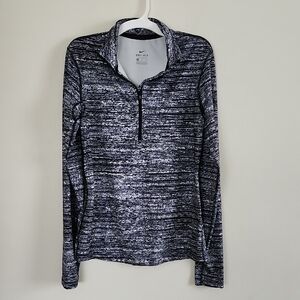 Nike Dry Fit Women's Black and White Patterned Long Sleeve Top Medium